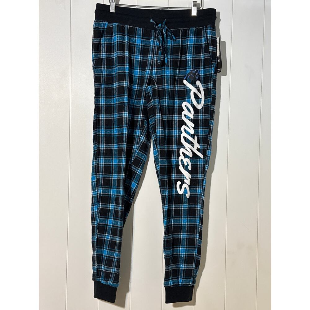 NFL Carolina Panthers Plaid Sleep Pants Women’s M Team Apparel Blue Black